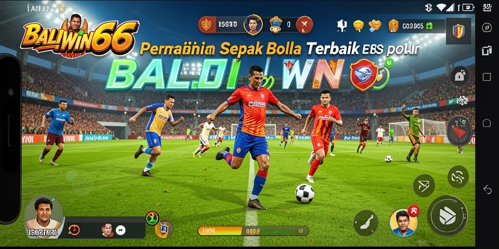 Tampilan gameplay BALIWIN66 dengan aksi sepak bola yang seru.