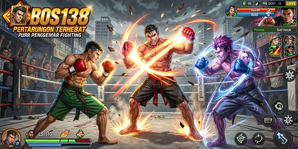 Tampilan aksi intens dalam gameplay Fighting BOS138.