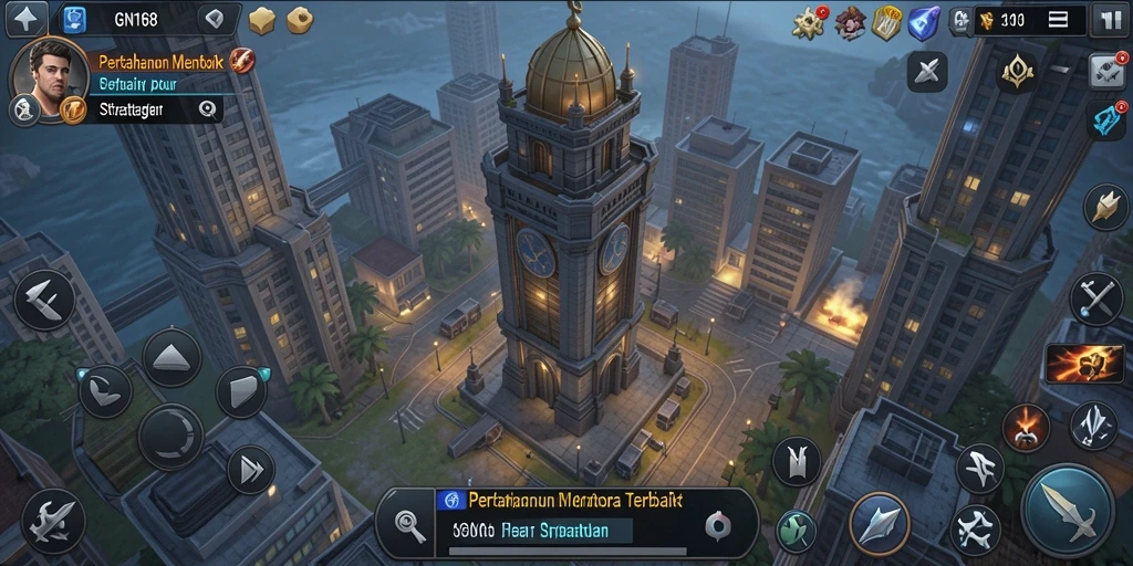 Screenshot gameplay GN168 menunjukkan aksi menara yang epik dalam Tower Defense.