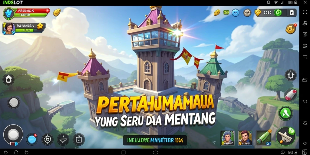 Gameplay menegangkan dalam INDSLOT dengan menara pertahanan yang dinamis.