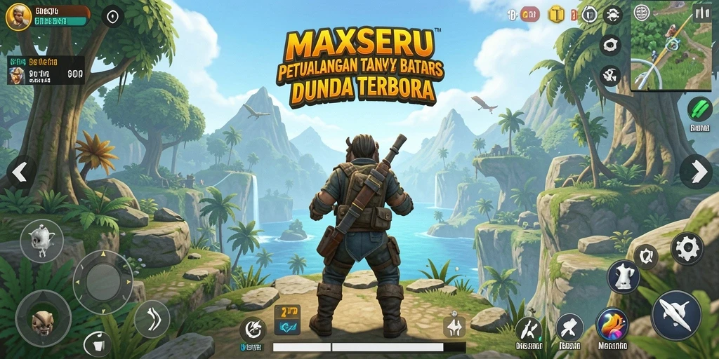 Gameplay MAXSERU yang menampilkan petualangan di dunia terbuka.