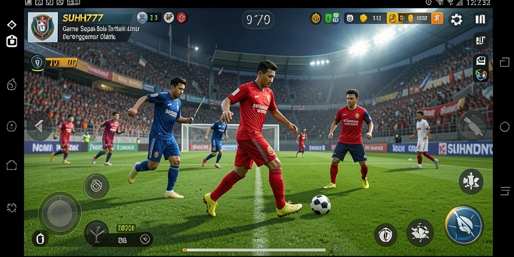 Tangkapan layar menunjukkan aksi seru pertandingan sepak bola di SUHU777.